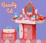Anubhav Janni 3-in-1 Beauty Set for Kids Girls Learning Educational Makeup Suitcase Kit with Accessories Pretend Play Portable Toy Gift Doll Cosmetic Vanity Table Trolley Make up Plastic ( pack of 1 ) - Image 4