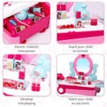 Anubhav Janni 3-in-1 Beauty Set for Kids Girls Learning Educational Makeup Suitcase Kit with Accessories Pretend Play Portable Toy Gift Doll Cosmetic Vanity Table Trolley Make up Plastic ( pack of 1 ) - Image 9