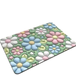 Anubhav Janni 3d Bathroom Door Mat Non Slip Absorbent Floor With Design Quick Drying Soft Touch Ideal for Home Shower Toilet Use Green Flower Rectangular Rubber Bathroom Mat (Pack Of 1 Pcs)