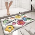 Anubhav Janni 3d Bathroom Door Mat Non Slip Absorbent Floor With Design Quick Drying Soft Touch Ideal for Home Shower Toilet Use Green Flower Rectangular Rubber Bathroom Mat (Pack Of 1 Pcs) - Image 4