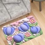 Anubhav Janni 3d Bathroom Door Mat Non Slip Absorbent Floor With Design Quick Drying Soft Touch Ideal for Home Shower Toilet Use Green Flower Rectangular Rubber Bathroom Mat (Pack Of 1 Pcs) - Image 5
