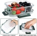 Anubhav Janni 3 Compartment Glass Lunch Meal Prep Containers With Lids Food Box BPA Free Microwave Oven Freezer Dishwasher Storage With Leak Proof Portion Control Microwave  (Pack Of 1 Pcs) - Image 8