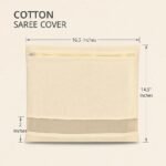 Anubhav Janni Cotton Saree Bags Storage Bags Covers Big Size Single with Zip Closure Clothes Wardrobe Organizer Transparent Mesh Window Beige cotton big saree covers bags (Pack Of 2 Pcs) - Image 2