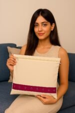 Anubhav Janni Cotton Saree Bags Storage Bags Covers Big Size Single with Zip Closure Clothes Wardrobe Organizer Transparent Mesh Window Beige cotton big saree covers bags (Pack Of 2 Pcs) - Image 5
