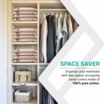Anubhav Janni Cotton Saree Bags Storage Bags Covers Big Size Single with Zip Closure Clothes Wardrobe Organizer Transparent Mesh Window Beige cotton big saree covers bags (Pack Of 2 Pcs) - Image 8