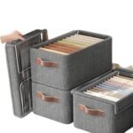 Anubhav Janni 26l Storage Bag With Lid Foldable Clothes Organizer For Wardrobe Blanket Box Cloth and Dress Organiser Metal Frame Basket with Zipper Lid Carry Handles (Pack Of 1 Pcs)