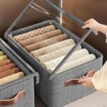 Anubhav Janni 26l Storage Bag With Lid Foldable Clothes Organizer For Wardrobe Blanket Box Cloth and Dress Organiser Metal Frame Basket with Zipper Lid Carry Handles (Pack Of 1 Pcs) - Image 2