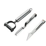 Anubhav Janni 3 In 1 Vegetable Peeler Set in Stainless Steel Multi Purpose Peeler  Julienne Slicer Fruit Knife For Potato Carrot Apple Sharp Blade Heavy Duty Kitchen (3Pcs Set)