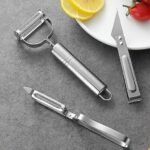 Anubhav Janni 3 In 1 Vegetable Peeler Set in Stainless Steel Multi Purpose Peeler  Julienne Slicer Fruit Knife For Potato Carrot Apple Sharp Blade Heavy Duty Kitchen (3Pcs Set) - Image 2