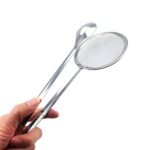 Anubhav Janni Spoon With Clip 2 in 1Oil Fry with Clip Oil Frying BBQ Filter Stainless Steel Mesh Strainer Kitchen Tool Collapsible Cooking Tongs for Drain (Pack Of 1 Pcs)