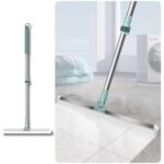 Anubhav Janni Bathroom Slim Floor Squeegee Mop Wiper with Telescopic Handle Soft Rubber Window Extendable Pole Silicone Rotate Mops for Home Bathroom Sage Green Handle Long Mop (Pack Of 1 Pcs)
