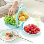 Anubhav Janni Foldable Fruit Plate Candy Dish Smiley Basket Plastic and Vegetable Holder Kitchen Counter Organizer Storage Dish Multi use Mirror Shape Dried Tray Rotating (Pack Of 1 Pcs) - Image 5
