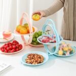 Anubhav Janni Foldable Fruit Plate Candy Dish Smiley Basket Plastic and Vegetable Holder Kitchen Counter Organizer Storage Dish Multi use Mirror Shape Dried Tray Rotating (Pack Of 1 Pcs) - Image 7