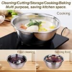 Anubhav Janni 3 In 1 Kitchen Multipurpose Stainless Steel  Basin Set with Colander Grater Lid Mixing for Washing in Multifunctional Thicken Vegetable Cutter Drain Basket (Set Of 1) - Image 5