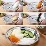 Anubhav Janni 3 In 1 Kitchen Multipurpose Stainless Steel  Basin Set with Colander Grater Lid Mixing for Washing in Multifunctional Thicken Vegetable Cutter Drain Basket (Set Of 1) - Image 8