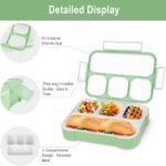 Anubhav Janni 4 Compartment Lunch Box Leak Proof Reusable Microwave Freezer Safe Food Containers with Spoon for Adults And Kids Plastic Adults Kids Fork Durable Perfect (Pack Of 1 Pcs)