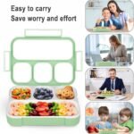 Anubhav Janni 4 Compartment Lunch Box Leak Proof Reusable Microwave Freezer Safe Food Containers with Spoon for Adults And Kids Plastic Adults Kids Fork Durable Perfect (Pack Of 1 Pcs)