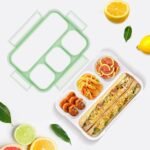 Anubhav Janni 4 Compartment Lunch Box Leak Proof Reusable Microwave Freezer Safe Food Containers with Spoon for Adults And Kids Plastic Adults Kids Fork Durable Perfect (Pack Of 1 Pcs) - Image 3