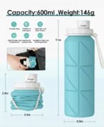 Anubhav Janni Silicone Foldable Water Bottle Leak Proof Travel Reusable Drinking Gym Trekking Camping Outdoor Collapsible Leakproof Portable Sports with Strap Hiking Gym (Pack Of 1 Pcs) - Image 4