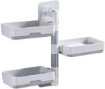 Anubhav Janni 3 Layer Soap Dish Holder Self Adhesive Saver Box Storage Super Powerful for Bathroom Shower and Kitchen Wall Mounted Rotatable Storage Foldable (Pack Of 1 Pcs)