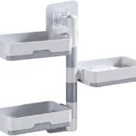 Anubhav Janni 3 Layer Soap Dish Holder Self Adhesive Saver Box Storage Super Powerful for Bathroom Shower and Kitchen Wall Mounted Rotatable Storage Foldable (Pack Of 1 Pcs)