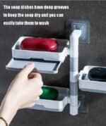 Anubhav Janni 3 Layer Soap Dish Holder Self Adhesive Saver Box Storage Super Powerful for Bathroom Shower and Kitchen Wall Mounted Rotatable Storage Foldable (Pack Of 1 Pcs) - Image 4