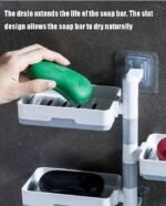 Anubhav Janni 3 Layer Soap Dish Holder Self Adhesive Saver Box Storage Super Powerful for Bathroom Shower and Kitchen Wall Mounted Rotatable Storage Foldable (Pack Of 1 Pcs) - Image 5