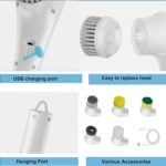 Anubhav Janni New 5 In 1 Magic Brush Electric Cleaning in Power Scrubber Household Tools Spin with Buffer Polisher Bathroom Shower Tub Kitchen Tiles Long Handle Rotate Home (Pack Of 1 Pcs) - Image 7