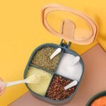 Anubhav Janni 4 Compartments Seasoning Box Spice Jar Container Condiment Kitchen Salt With Spoons (Multicolor) (Pack Of 1 Pcs) - Image 5