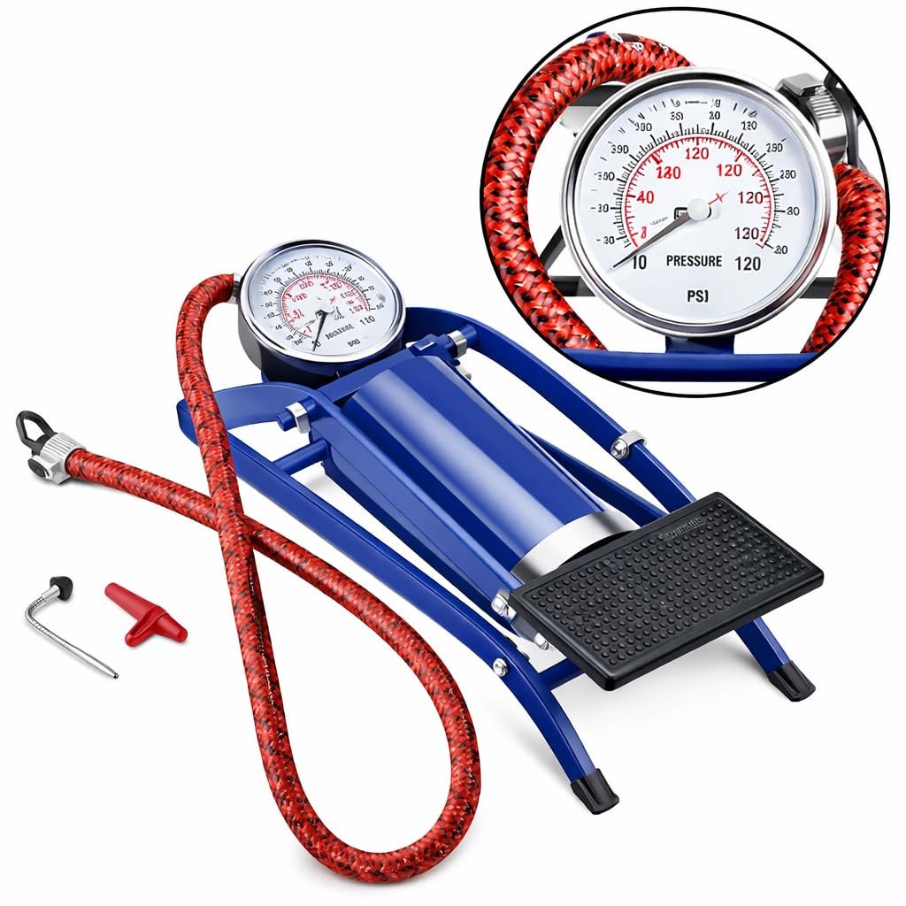 Avantara Creation Foot Pump Manual Portable High Pressure Air Compressor For Car And Bike Motorbike Cars Bicycle For Football Cycle Pumps Bicycle Car (Pack Of 1 Pcs) Anubhav Janni Foot Pump Manual Portable High Pressure Air Compressor For Car And Bike Motorbike Cars Bicycle For Football Cycle Pumps Bicycle Car (Pack Of 1 Pcs) - Image 1