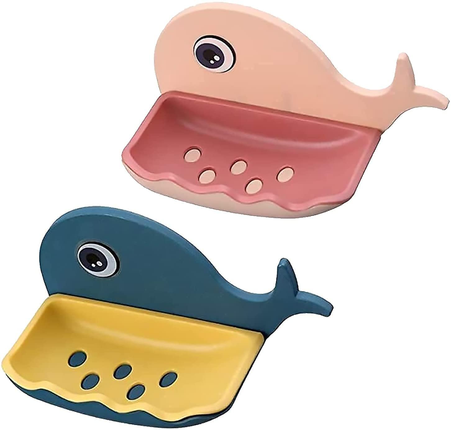 Anubhav Janni Fish Soap Dish Holder Self Draining Double Layers Shape Plastic Adhesive Waterproof Wall Mounted Bar Organizer Rack For Bathroom No Drill with Drainage Bathroom (Pack Of 2 Pcs) Anubhav Janni Fish Soap Dish Holder Self Draining Double Layers Shape Plastic Adhesive Waterproof Wall Mounted Bar Organizer Rack For Bathroom No Drill with Drainage Bathroom (Pack Of 2 Pcs) - Image 1