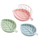 Anubhav Janni Leaf Soap Dish Plastic Beautiful Shape Double Layer Case Holder Bathroom Accessories Small Stand Jali Wash (Pack Of 3 Pcs)