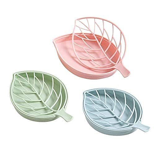 Anubhav Janni Leaf Soap Dish Plastic Beautiful Shape Double Layer Case Holder Bathroom Accessories Small Stand Jali Wash (Pack Of 3 Pcs) Anubhav Janni Leaf Soap Dish Plastic Beautiful Shape Double Layer Case Holder Bathroom Accessories Small Stand Jali Wash (Pack Of 3 Pcs) - Image 1