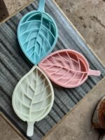 Anubhav Janni Leaf Soap Dish Plastic Beautiful Shape Double Layer Case Holder Bathroom Accessories Small Stand Jali Wash (Pack Of 3 Pcs) - Image 3