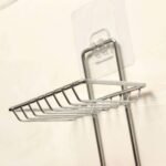 Anubhav Janni Wall Mounted Double Layer Soap Dish Holder Soap Dispensers Self Adhesive Stainless Steel Waterproof Kitchen Bathroom Soaps Storage Rack with 2 Hook for Home (Pack Of 1 Pcs) - Image 5