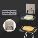 Anubhav Janni Wall Mounted Double Layer Soap Dish Holder Soap Dispensers Self Adhesive Stainless Steel Waterproof Kitchen Bathroom Soaps Storage Rack with 2 Hook for Home (Pack Of 1 Pcs) - Image 7