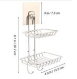 Anubhav Janni Wall Mounted Double Layer Soap Dish Holder Soap Dispensers Self Adhesive Stainless Steel Waterproof Kitchen Bathroom Soaps Storage Rack with 2 Hook for Home (Pack Of 1 Pcs) - Image 8