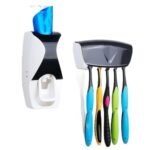 Anubhav Janni New Color Toothpaste Dispenser Toothbrush Holders For Bathroom Five Holder Wall Mounted Dispenser Hands Free Mounted Plastic Dust Proof Automatic And Detachable (Pack Of 1 Pcs)
