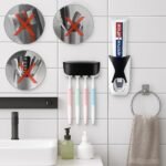 Anubhav Janni New Color Toothpaste Dispenser Toothbrush Holders For Bathroom Five Holder Wall Mounted Dispenser Hands Free Mounted Plastic Dust Proof Automatic And Detachable (Pack Of 1 Pcs) - Image 4