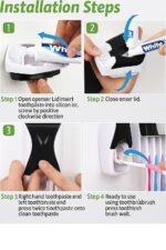 Anubhav Janni New Color Toothpaste Dispenser Toothbrush Holders For Bathroom Five Holder Wall Mounted Dispenser Hands Free Mounted Plastic Dust Proof Automatic And Detachable (Pack Of 1 Pcs) - Image 8