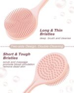 Anubhav Janni Silicone Bath Brush Long Handle 2 in 1 Brushes For Men Women Back Cleaning Bathing Scrubber Shower Soft Body With Handle BPA Free Hypoallergenic Flexible (Pack Of 1 Pcs) - Image 3