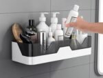 Anubhav Janni Bathroom Shelf Organizer Wall Mounted 2 Tier Plastic Rack No Drill Adhesive Accessories For Shampoo Soap Toiletries with Hooks Accessories Rack Organizer Shelf (Pack Of 1 Pcs) - Image 4