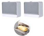 Anubhav Janni Wall Mounted Double Layer Soap Box New Creative with Lid Grids Draining Rack Bathroom Holder Multi Color Plastic Self Adhesive No Drill Grid Covered Dish Holder (Pack Of 1 Pcs)
