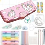 Anubhav Janni Magnetic Pencil Box For Kids Branded Unicorn Theme Kids Space Boys Girls Stationery Box Buttons Operated For Multifunctional Kid Geometry Multi Function Organizer (Pack Of 1 Pcs) - Image 2