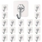 Anubhav Janni Wall Hook Hanger Sticker Adhesive Hooks Heavy Duty Nail-Free Wall Hooks Reusable Stainless Steel Sticky Hangers for Kitchen Bathroom Towels Utility Ceiling ( pack of  20 )