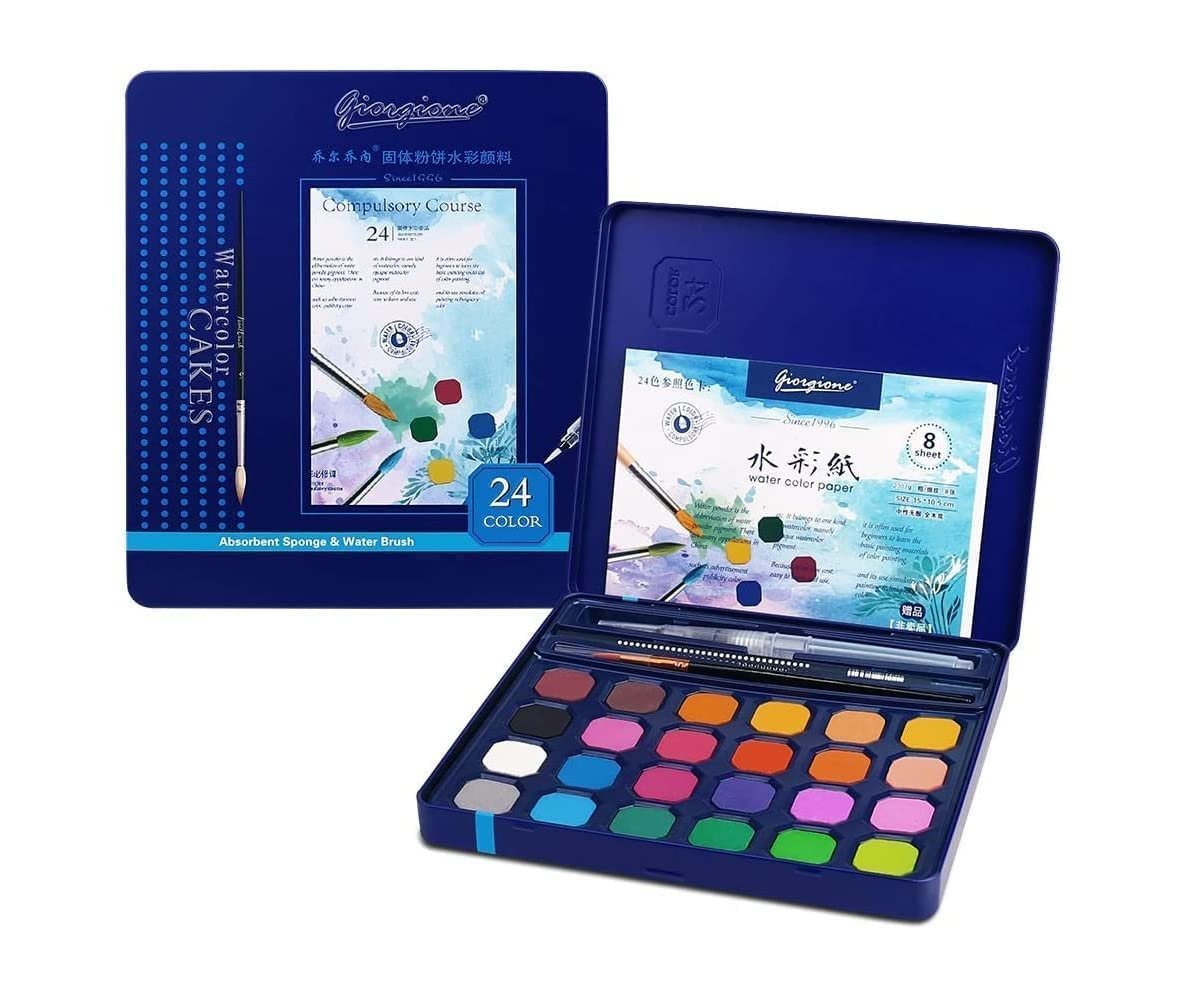 Anubhav Janni Water colours Cakes Kids Toy New Solid Watercolor Paint Set Portable Kit with Painting Art Supplies For Vibrant Colors Kits Brush Pens Palette and Durable Storage (Set Of 1) Anubhav Janni Water colours Cakes Kids Toy New Solid Watercolor Paint Set Portable Kit with Painting Art Supplies For Vibrant Colors Kits Brush Pens Palette and Durable Storage (Set Of 1) - Image 1