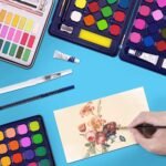 Anubhav Janni Water colours Cakes Kids Toy New Solid Watercolor Paint Set Portable Kit with Painting Art Supplies For Vibrant Colors Kits Brush Pens Palette and Durable Storage (Set Of 1) - Image 5