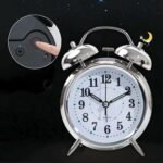 Anubhav Janni Silver Twin Bell Alarm Clock Vintage Brass Table Top with LED Night Light Display Ideal For Bedroom Adults Kids And Students Retro Clock Home Office Living Room (Pack Of 1 Pcs) - Image 6
