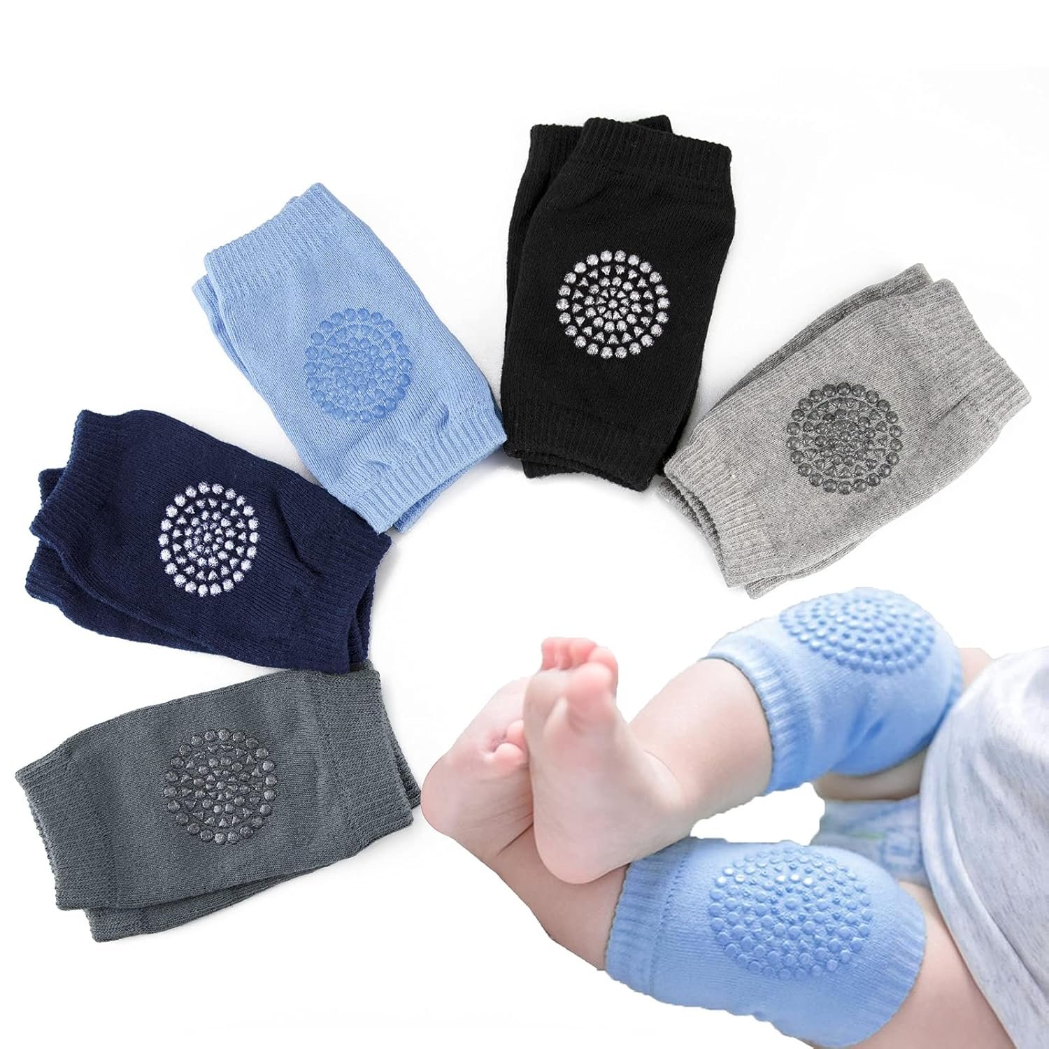 Anubhav Janni Baby Knee Pad Pads Protector With Anti Slip Crawling Gel Pairs For Toddlers Elbow Protector Anti Slip Silicone Dots Support Walking Soft Stretchable Breathable Leg (2 Pair) Anubhav Janni Baby Knee Pad Pads Protector With Anti Slip Crawling Gel Pairs For Toddlers Elbow Protector Anti Slip Silicone Dots Support Walking Soft Stretchable Breathable Leg (2 Pair) - Image 1