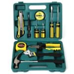 Anubhav Janni Household Tool Box Home Kit Set With Carrying Case Includes Screwdrivers Hammer Pliers Tape Measure Utility Knife Wrench Vise Electrical Tape Model Box (Set Of 1)